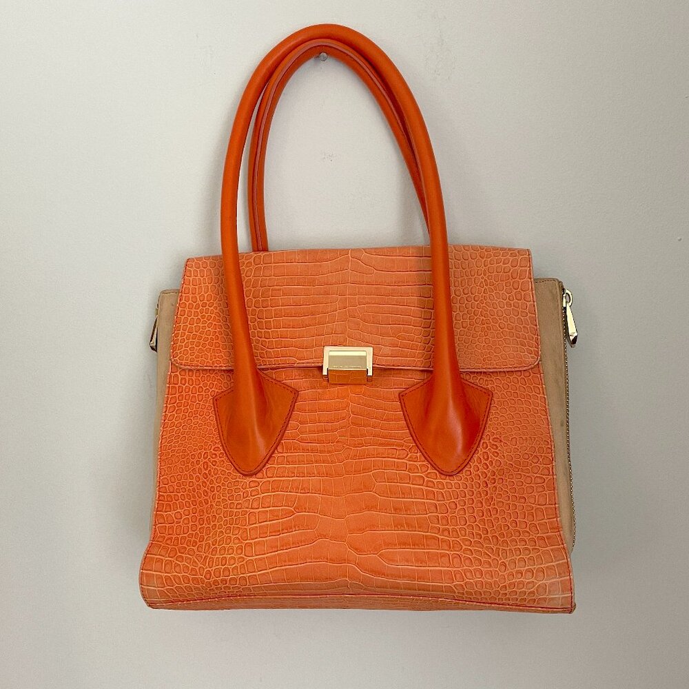 Pour La Victoire Orange Leather Satchel Bag